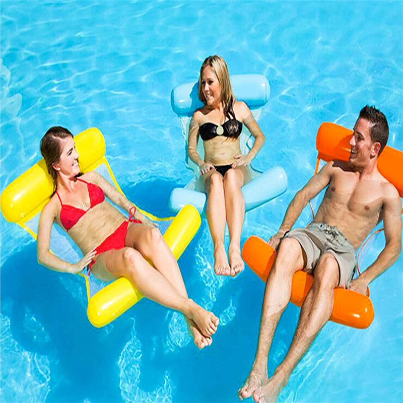 Uppblåsbara pool float för vuxen, pool hängmatta (sadel, drifter, lounge stol), sommar pool stol, bärbar vatten lounge
